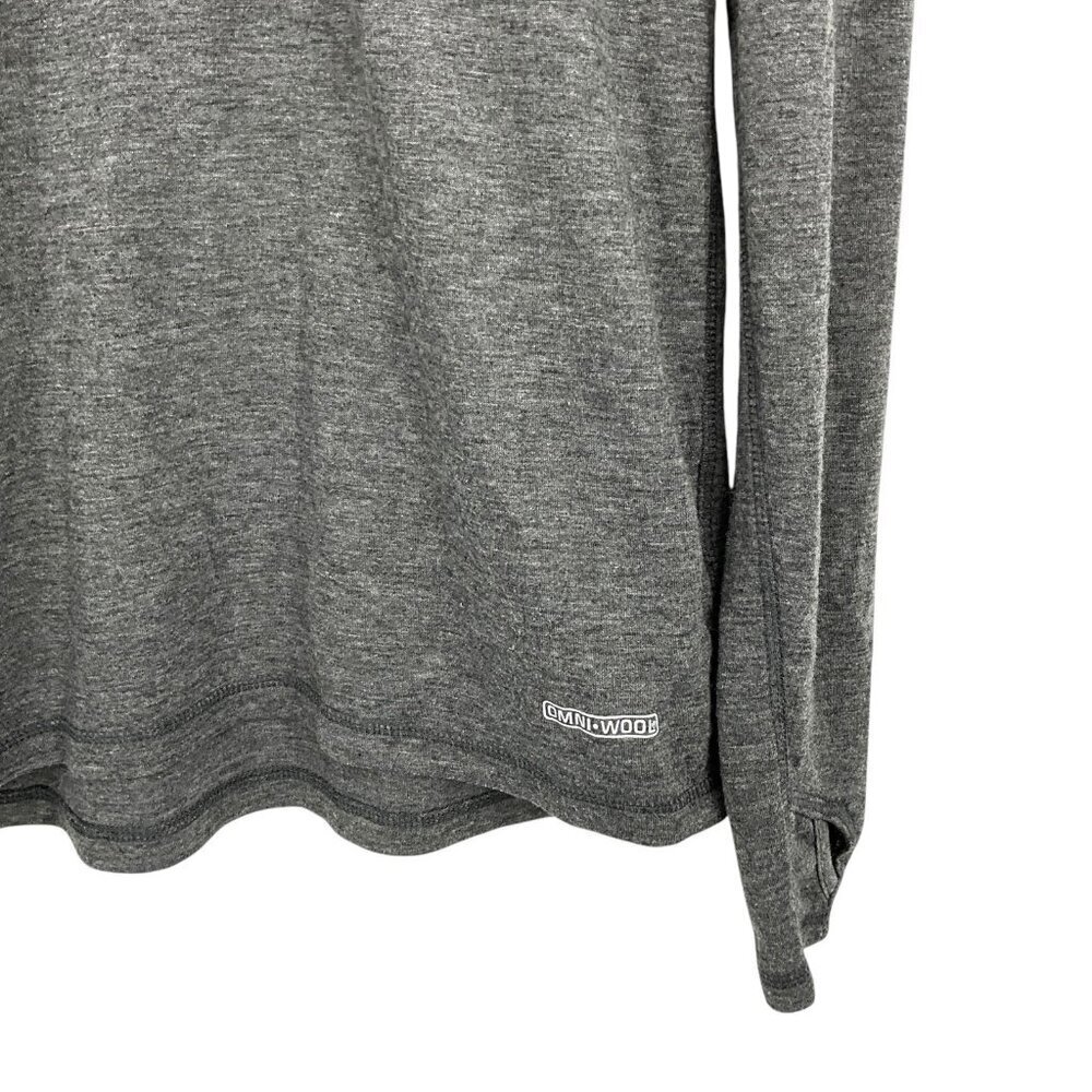Omni Wool Size XL 1/4 Zip Base Layer Top Gray Long Sleeve Wool Poly Blend - Picture 4 of 8